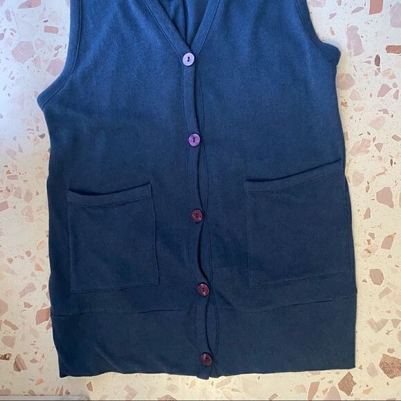 B.P Nordstrom blue wool blend button up sleeveless vest - Picture 7 of 8